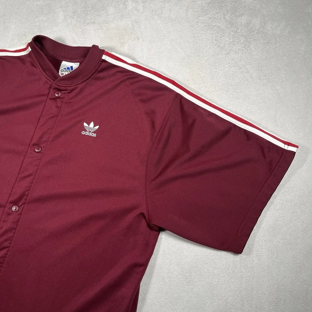 Vintage Adidas Shooters Jersey Men's 2XL Burgundy Snap Front 90s Y2K Hip Hop